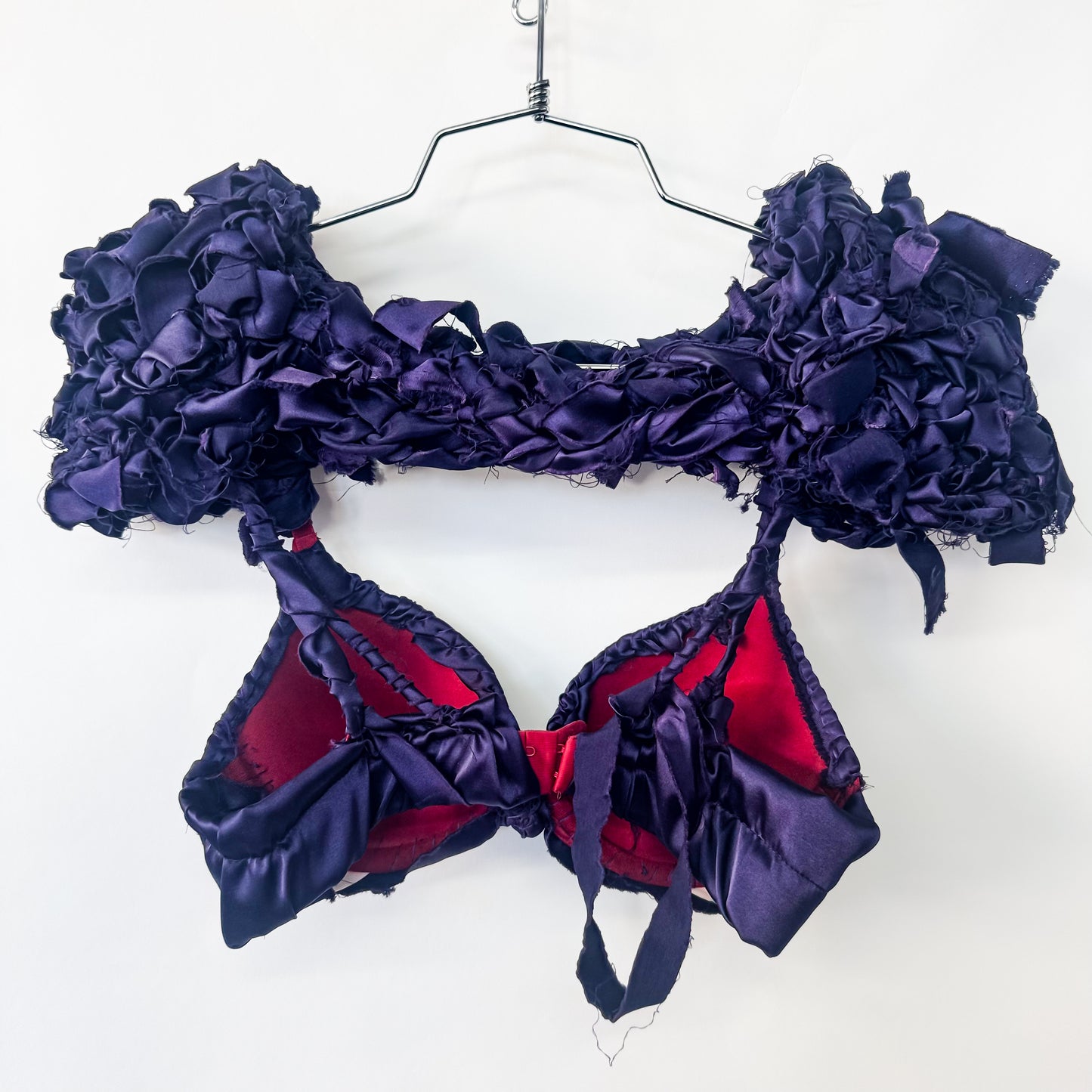 PURPLE SATIN BRA/BOTTOM/LEGWARMER 3 PIECE SET 1/1