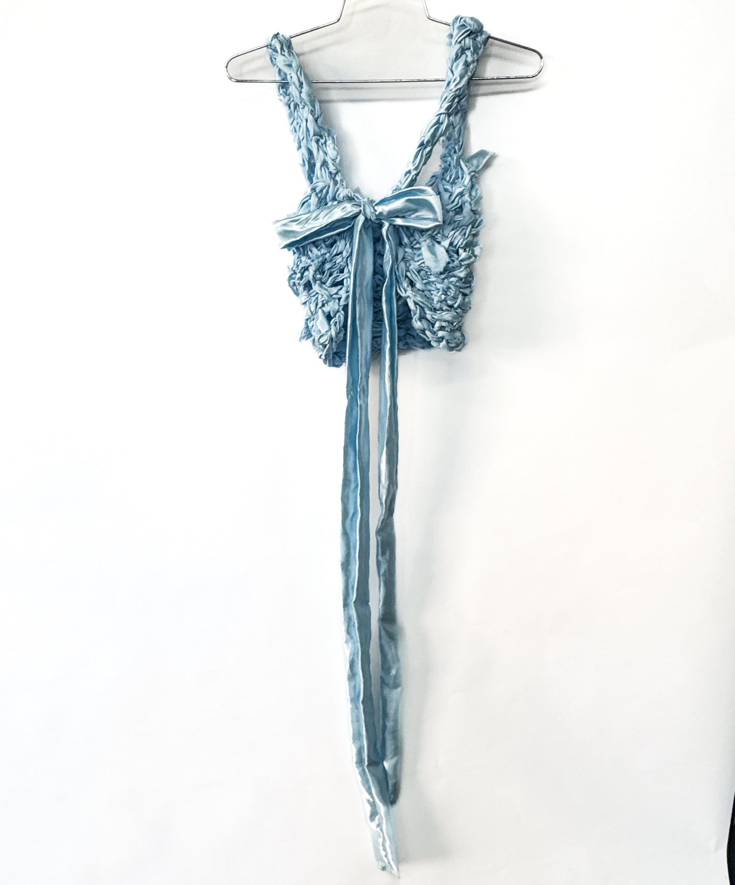 BABY BLUE TIE BACK RIBBON CROP TOP 1/1
