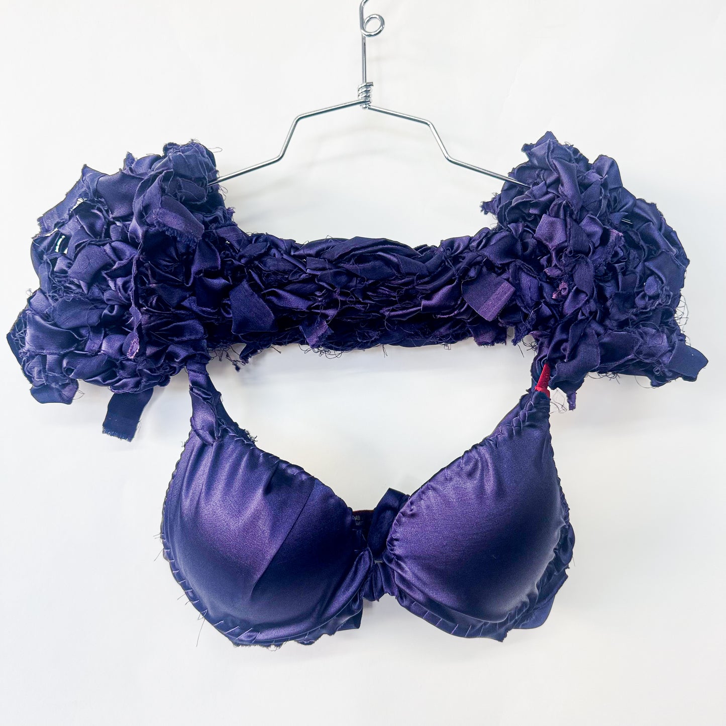 PURPLE SATIN BRA/BOTTOM/LEGWARMER 3 PIECE SET 1/1