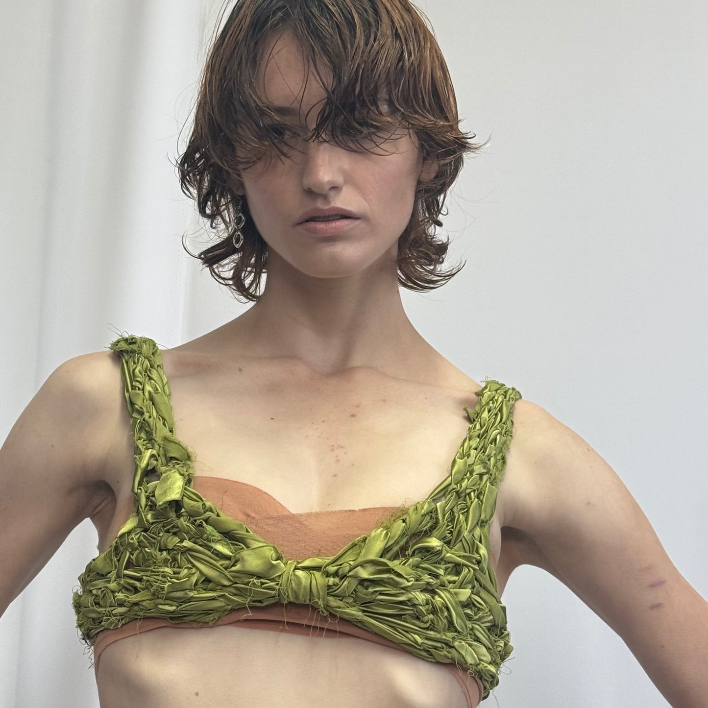 RAVEN CRAVE LIME GREEN KNOTTED GREEN BRA TOP AND HIGH WAISTED BOTTOM SET 1/1