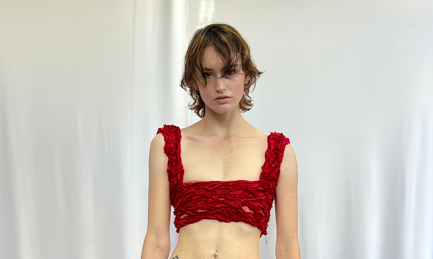 RED KNOTTED TANK TOP AND MINI SKIRT SET