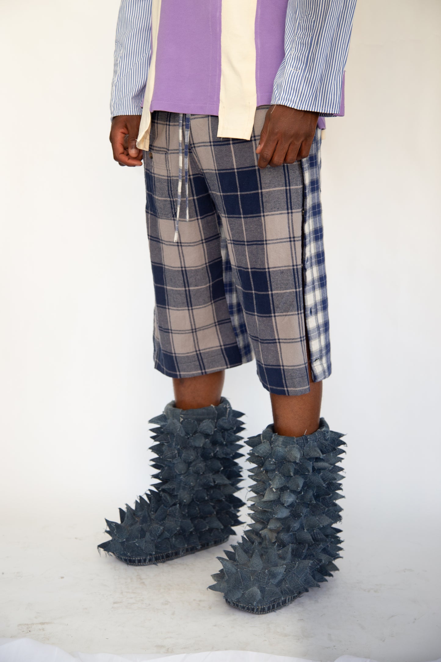 HIROKO HATA DENIM SPIKE BOOTS 1/1