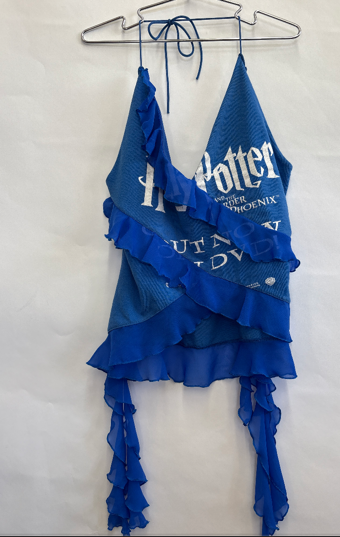GOLUB UDP UPCYCLED HARRY POTTER BLUE RUFFLE HALTER 1/1