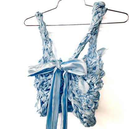 BABY BLUE TIE BACK RIBBON CROP TOP 1/1