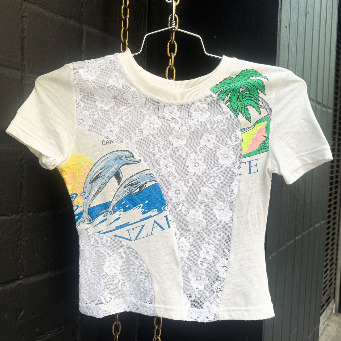 GOLUB UDP OFF WHITE LACE UPCYCLED BABY TEE MULTIPLE COLORS