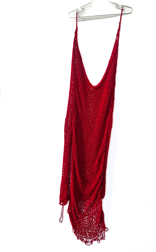 RED YARN KNITTED MAXI DRESS 1/1