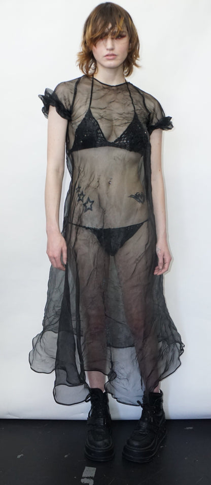 SHEER BLACK DRESS WITH PUFF SLEEVES 1/1