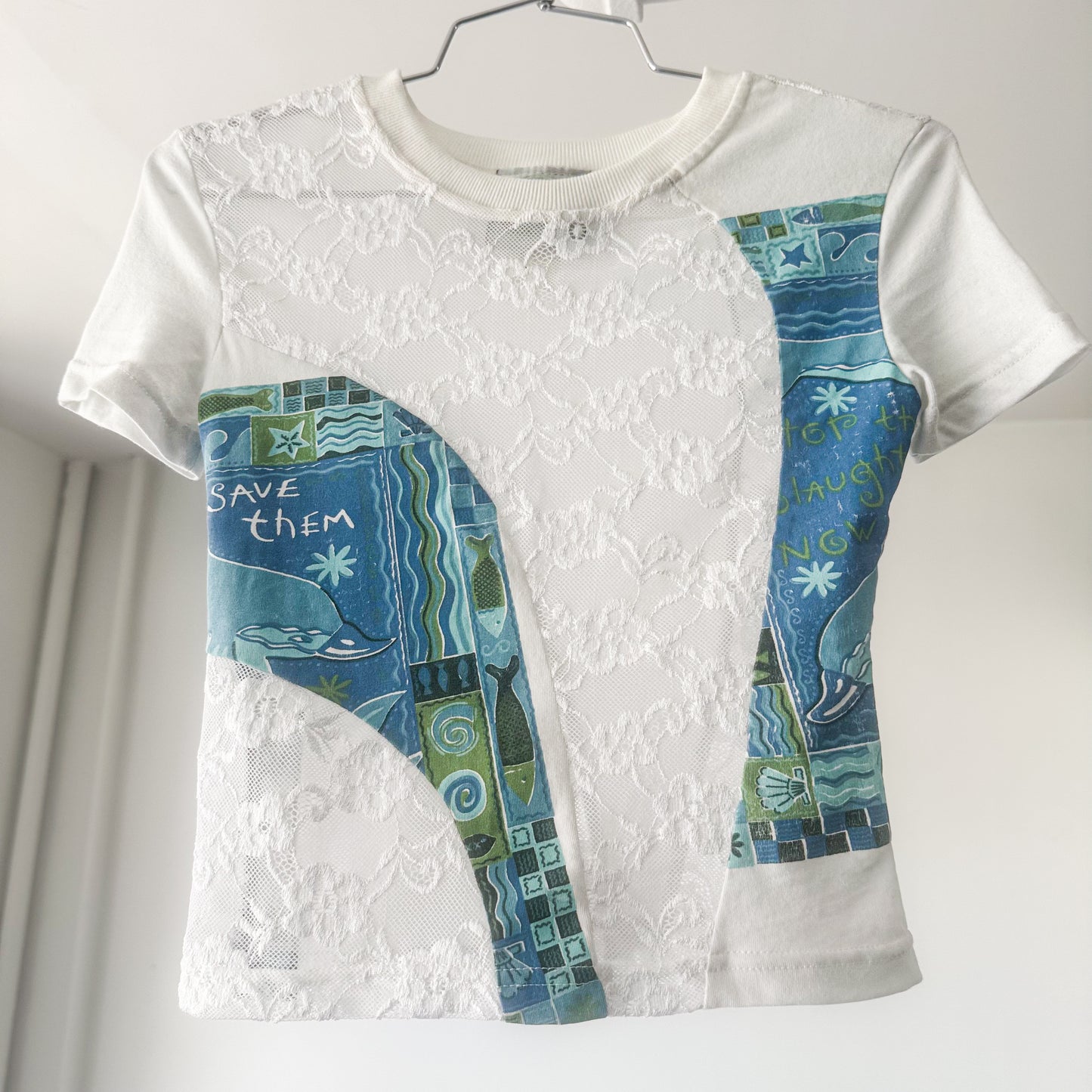 GOLUB UDP OFF WHITE LACE UPCYCLED BABY TEE MULTIPLE COLORS