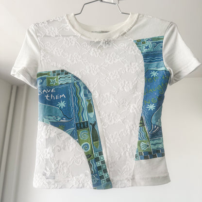 GOLUB UDP OFF WHITE LACE UPCYCLED BABY TEE MULTIPLE COLORS