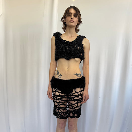 RAVEN CRAVE BLACK CROCHET SKIRT 1/1