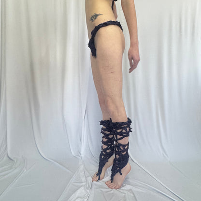 PURPLE SATIN BRA/BOTTOM/LEGWARMER 3 PIECE SET 1/1