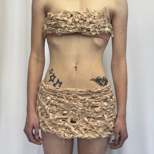 RAVEN CRAVE BEIGE KNOTTED SKIRT 1/1