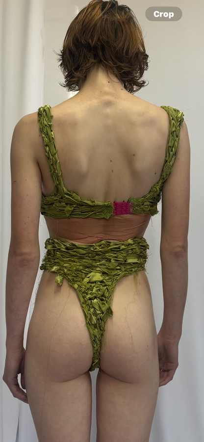 RAVEN CRAVE LIME GREEN KNOTTED GREEN BRA TOP AND HIGH WAISTED BOTTOM SET 1/1