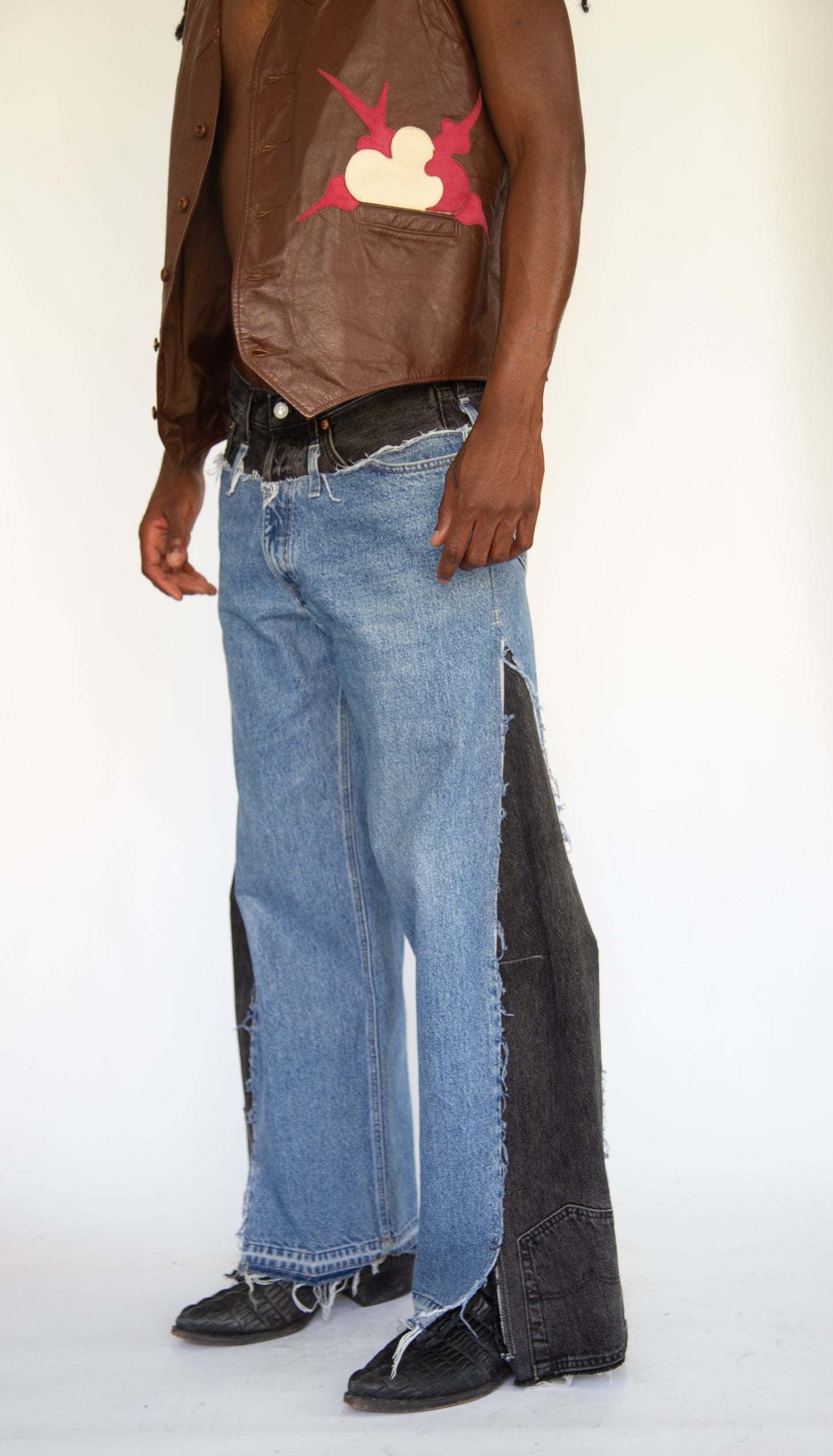 GOLUB UDP UPCYCLED WIDE LEG GREY/BLUE JEANS 1/1