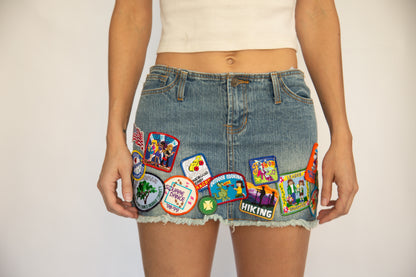 HIROKO HATA DENIM MINI SKIRT WITH EMBROIDERY DETAILS 1/1