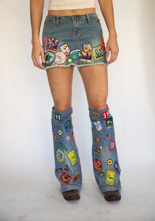 HIROKO HATA PATCHWORK DENIM BOOTS