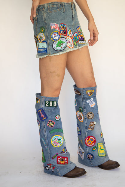 HIROKO HATA PATCHWORK DENIM BOOTS