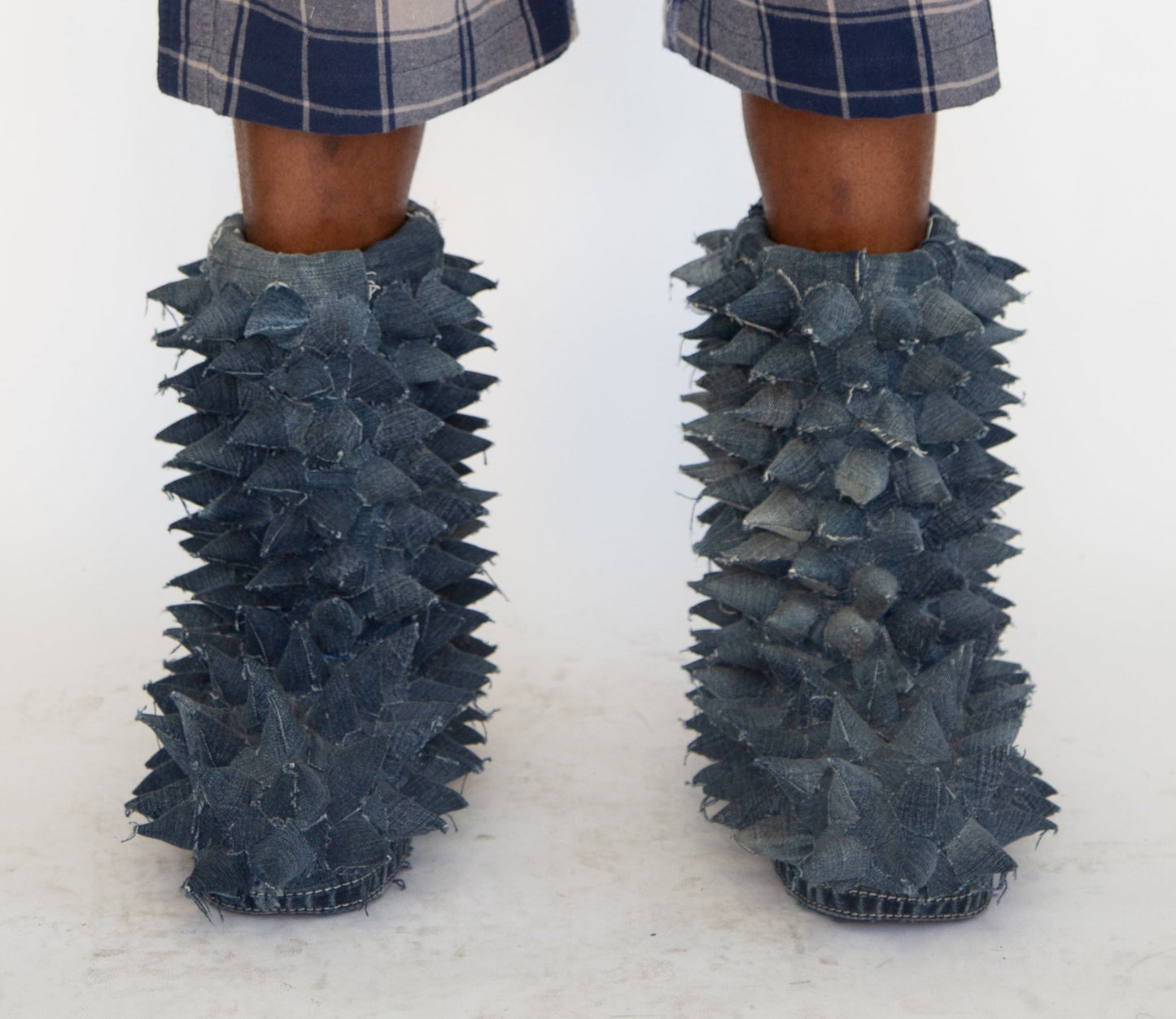 HIROKO HATA DENIM SPIKE BOOTS 1/1