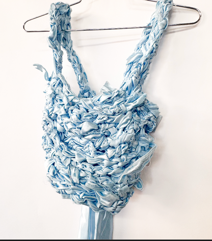 BABY BLUE TIE BACK RIBBON CROP TOP 1/1