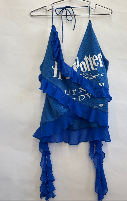 GOLUB UDP UPCYCLED HARRY POTTER BLUE RUFFLE HALTER 1/1