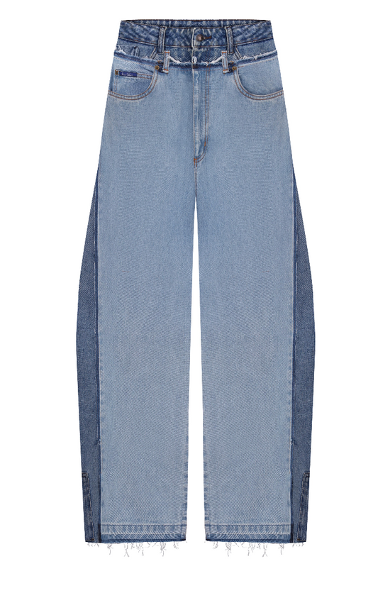 WIDE LEGGED REWORKED LIGHT/MEDIUM WASH JEANS 1/1